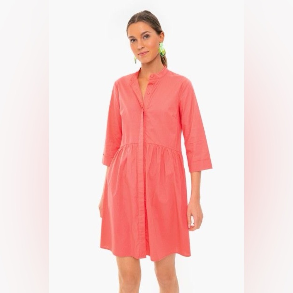 Tuckernuck Coral Button-Front Shirt Dress
